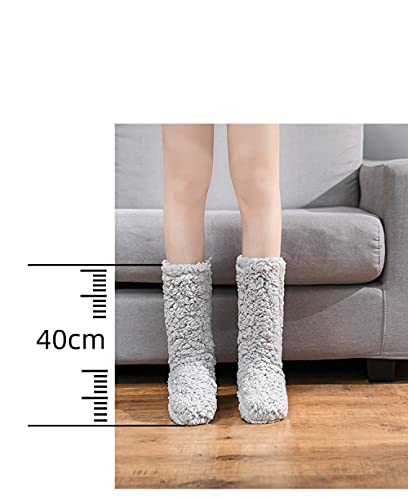 Calcetines De Piso,Zapatillas De Invierno Calcetines Gris Claro Fuzzy Calcetines Antideslizantes Suaves Con Forro Polar Suave Para Mujer Calcetines Gruesos De Casa Con Agarraderas Calcetines De Cama