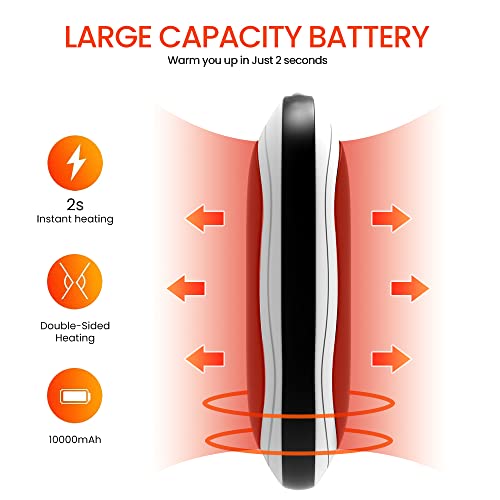 Calentador de Manos Recargable, 10000 mAh Calienta Manos Electrico, Calentador de Bolsillo eléctrico portátil, 10 Horas de Larga duración, Puerta térmica, Deportes al Aire Libre, Golf, Campin