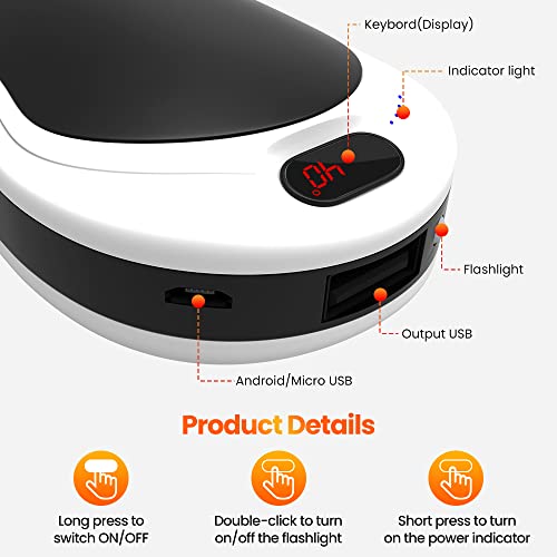 Calentador de Manos Recargable, 10000 mAh Calienta Manos Electrico, Calentador de Bolsillo eléctrico portátil, 10 Horas de Larga duración, Puerta térmica, Deportes al Aire Libre, Golf, Campin