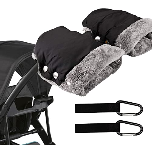 Calentadores de manos para cochecito, Guantes de Silla de paseo negro de invierno tamaño universal para cochecito de bebé impermeable regalo para niños pequeños para nuevas madres