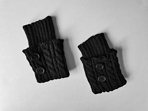 Calentadores de Piernas para Mujer，2 Pares, Ideales para Invierno ,Mujeres de Lnvierno Calentadores de Piernas Calientes Botas Cortas Calcetines Calcetines （Negro y Gris ）