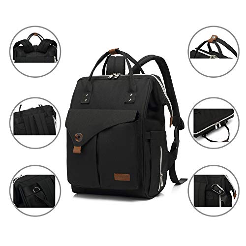 CALIYO Mochila para pañales grande, bolso cambiador multifuncional con mosquetón, para cochecito, bolsa de bebé, mochila escolar, pícnic, mochila de día, unisex, para hombre y mujer (Negro)