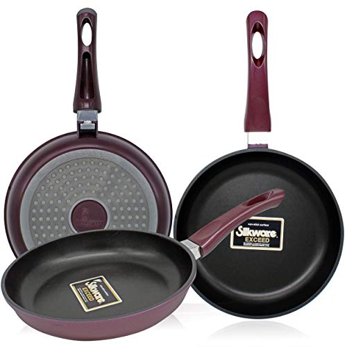 Callaway Bordeaux Batería Cocina Inducción 8 Piezas Aluminio Fundido Antiadherente, Set Cazuelas Tapas Cristal, Sartenes, Cazo, Sartén guisera, Gran Espesor, Vitrocerámica, Gas