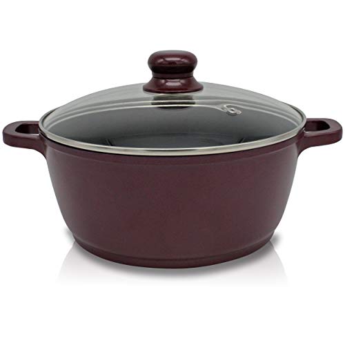 Callaway Bordeaux Batería Cocina Inducción 8 Piezas Aluminio Fundido Antiadherente, Set Cazuelas Tapas Cristal, Sartenes, Cazo, Sartén guisera, Gran Espesor, Vitrocerámica, Gas