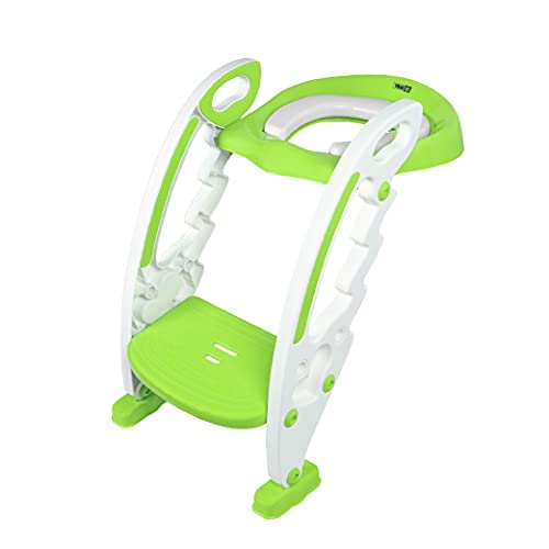 Calma Dragon Asiento de Inodoro para Bebe Portátil, Silla con Escalera para el Baño para Niños, Asiento Plegable para el Vater con un Escalón Reposapies (Verde)