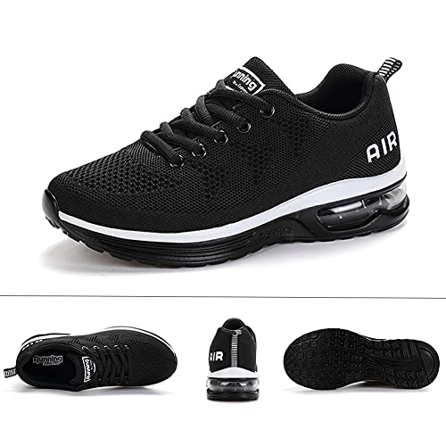 Calzado Deportivo para Hombres y Mujeres Calzado para Correr Zapatillas con amortiguación de Aire Zapatillas para Caminar al Aire Libre Blanco Negro 41