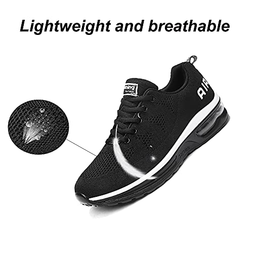 Calzado Deportivo para Hombres y Mujeres Calzado para Correr Zapatillas con amortiguación de Aire Zapatillas para Caminar al Aire Libre Blanco Negro 41