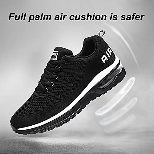 Calzado Deportivo para Hombres y Mujeres Calzado para Correr Zapatillas con amortiguación de Aire Zapatillas para Caminar al Aire Libre Blanco Negro 41