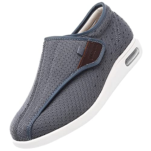 Calzado DiabéTico para Hombre,Zapatos De Hombre con Empeine Alto Pies Hinchados Pantuflas Pacientes DiabéTicos,Grey_41