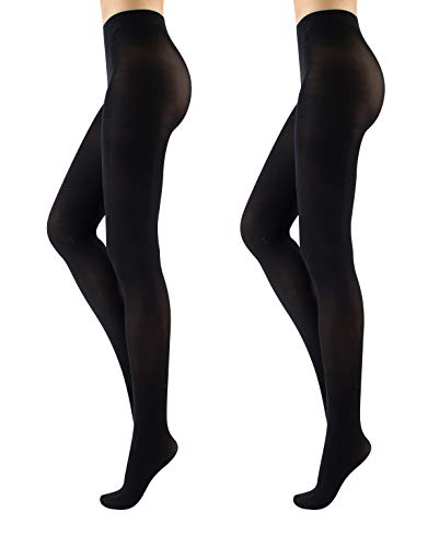 CALZITALY 2 Pares Medias Opacas De Mujer | Panty Microfibra | 40 Den | Marron, Negro, Azul, Granate | S, M, L, XL| Calcetería Italiana (XL, Negro)