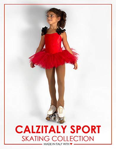 CALZITALY Medias Con Estribo Para Niña | Patinaje Artístico | Professional Skating | Natural | 70 Den | 6, 8, 10, 12 Años | Calcetería Italiana | (10 Años, Caramelo)