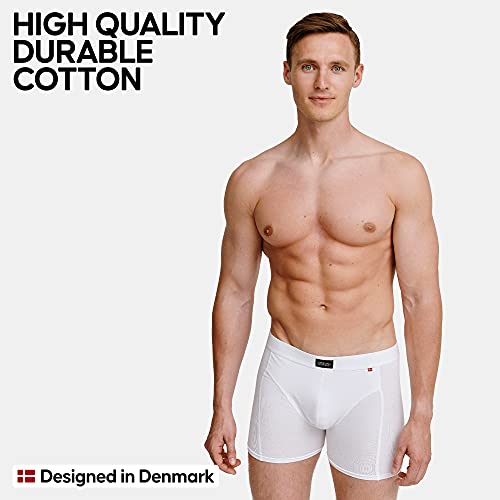 Calzoncillos Bóxers de Algodón para Hombre, Ropa Interior, Elásticos, Ultrasuaves, Comodidad Superior, Corte Clásico, Ajustados, Negro, Gris, Azul Marino, Multipack, Pack de 3 (Blanco, X-Large)