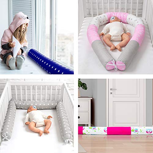 Cama de 210 cm, protector de cuna para cuna, protector de cabeza o borde protector de cantos, suave, con serpiente como accesorio de cama, accesorio de cuna, accesorio multiusos BOA15