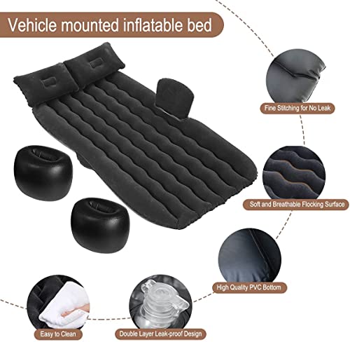 Cama de colchón de aire para coche inflable KiAKUO con almohadas Bomba de aire electrónica Cama de colchón de aire para coche con superficie flocada inflable para viajes al aire libre