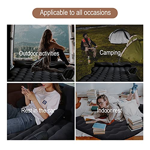 Cama de colchón de aire para coche inflable KiAKUO con almohadas Bomba de aire electrónica Cama de colchón de aire para coche con superficie flocada inflable para viajes al aire libre