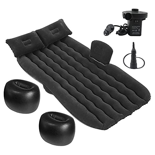 Cama de colchón de aire para coche inflable KiAKUO con almohadas Bomba de aire electrónica Cama de colchón de aire para coche con superficie flocada inflable para viajes al aire libre