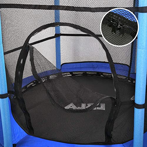 Cama elástica para niños, diámetro de 140 cm, para interior y exterior, cama elástica de jardín con red de seguridad, asa, fitness para niños, niñas a partir de 3, 4, 5, 6 años (azul)