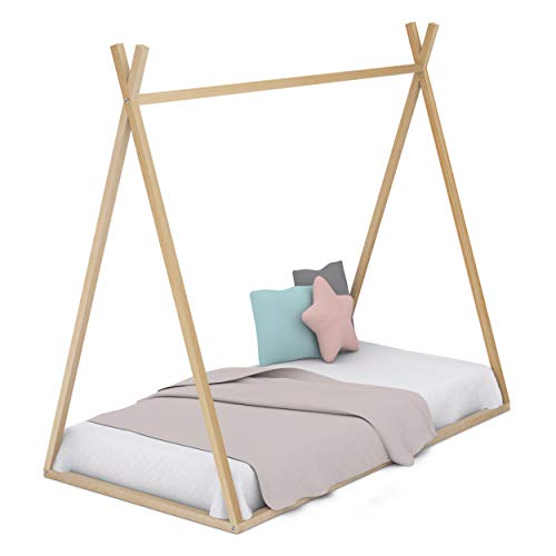 Cama Infantil Tipi con Somier, en Madera Natural, 90 x 190 cm