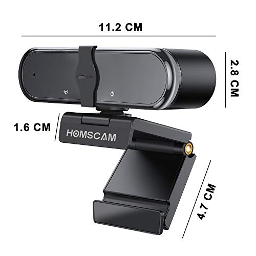 Cámara Web, HOMSCAM Webcam Enfoque Automático con Micrófono Estéreo 1080P HD Webcam de Ordenador Enchufable para Grabaciones y Emisiones con USB para Videoconferencias/Videollamadas/Videojuegos