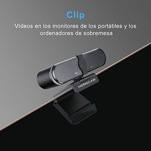 Cámara Web, HOMSCAM Webcam Enfoque Automático con Micrófono Estéreo 1080P HD Webcam de Ordenador Enchufable para Grabaciones y Emisiones con USB para Videoconferencias/Videollamadas/Videojuegos