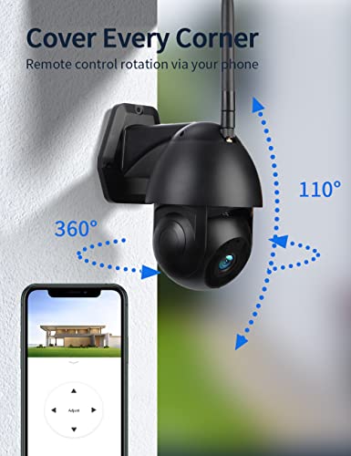 Cámara Wi-Fi para Exteriores 1080P para Tiendas / Jardines, cámara IP para Exteriores IP66 a Prueba de Agua, cámara de vigilancia Negra para Exteriores con visión Nocturna (aplicación Tuya Smart)