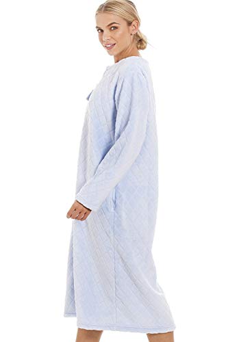 Camille Bata de casa Mujer Supersoft Light Blue Zip Front Diamond Print Housecoat 38-40