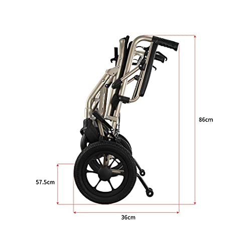 Caminantes para personas mayores Silla de ruedas de tránsito plegable de aluminio liviano, silla de ruedas portátil de la rueda pequeña plegable de la espalda, caminantes para personas mayores Rollato