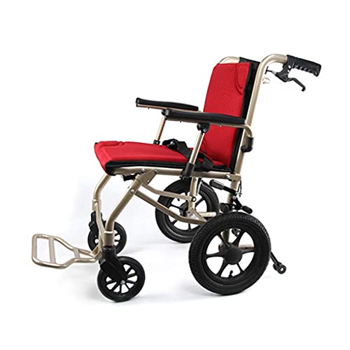 Caminantes para personas mayores Silla de ruedas de tránsito plegable de aluminio liviano, silla de ruedas portátil de la rueda pequeña plegable de la espalda, caminantes para personas mayores Rollato