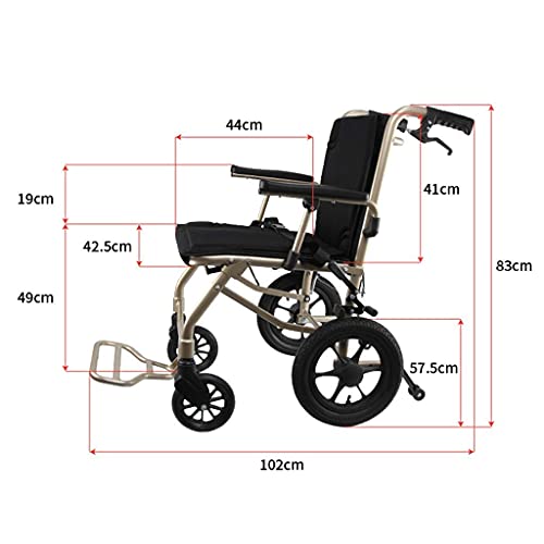 Caminantes para personas mayores Silla de ruedas de tránsito plegable de aluminio liviano, silla de ruedas portátil de la rueda pequeña plegable de la espalda, caminantes para personas mayores Rollato