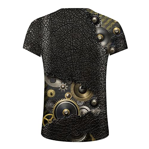 Camiseta de verano para hombre con impresión 3D, divertida gráfica, primavera, gimnasio, fitness, musculatura, camiseta de manga corta, cuello redondo, Negro , XXL