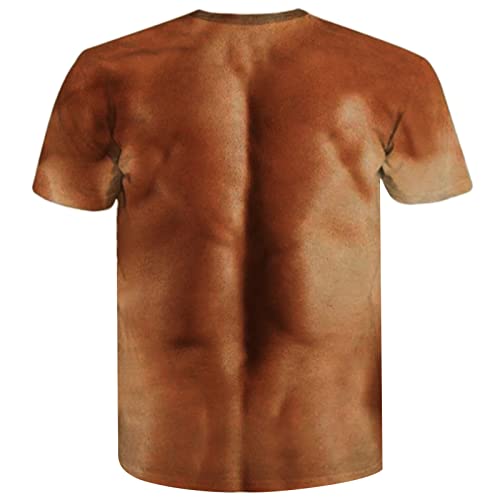 Camiseta de verano para hombre, sexy, con impresión 3D, para culturismo, atletismo, musculatura, musculatura, café, M