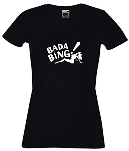 Camiseta Señoras V-cuello negro - Bada Bing Sopranos - S