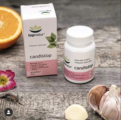 CANDISTOP - Complejo para Combatir Complicaciones por Hongo Candida. Eliminación de Infeccio de Candidiasis. Formula 100% Natural con Probióticos, Prebióticos, Extracto de Pomelo y Ajo