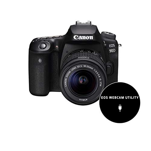 Canon EOS 90D - Cámara Réflex de 32.5 MP (Sensor APS-C, 45 Puntos AF, Disparos de 10fps, EOS Movie 4k+Full HD, Wi-fi, Bluetooth) Negro - Kit Cuerpo con Objetivo EF-S 18-55mm f/ 3.5-5.6 IS USM