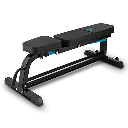 CapitalSports Ad Just - Banco musculación, Banco Abdominales hasta 300 kg, Rack musculación con Varios Niveles de Apoyo Ajustables, Asiento Regulable, Auero sintético alcochado, Negro