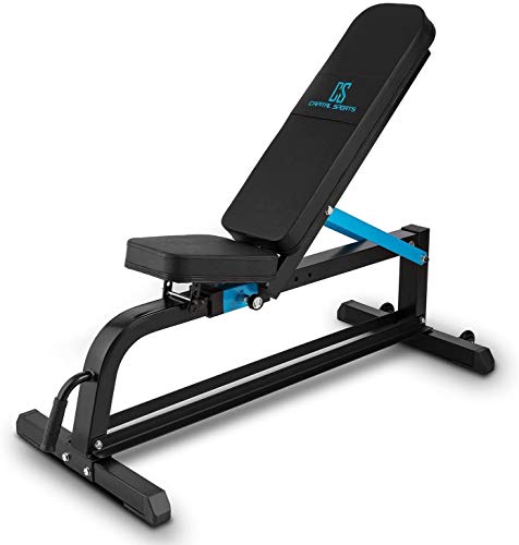 CapitalSports Ad Just - Banco musculación, Banco Abdominales hasta 300 kg, Rack musculación con Varios Niveles de Apoyo Ajustables, Asiento Regulable, Auero sintético alcochado, Negro