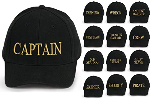 Capitán Gorro Gorra Capitán Ancient Mariner, Capitán Cabin Boy Crew First Mate Yachting béisbol Gorro con Texto con Texto Blanco Negro Blanco Rojo Army Military Gorra Security Captain Talla única