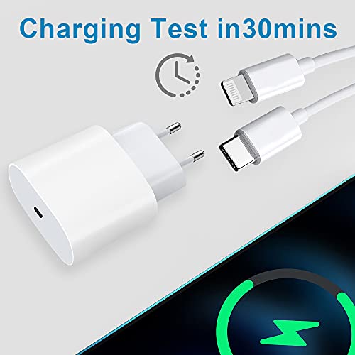 Cargador rápido para iPhone 12 【Certificado MFi】 Cargador de Pared de alimentación PD Tipo C de 20 W con Cable USB C de 4 pies a Lightning Compatible con iPhone13/12/12 Mini /12 Pro /12 Pro MAX /11