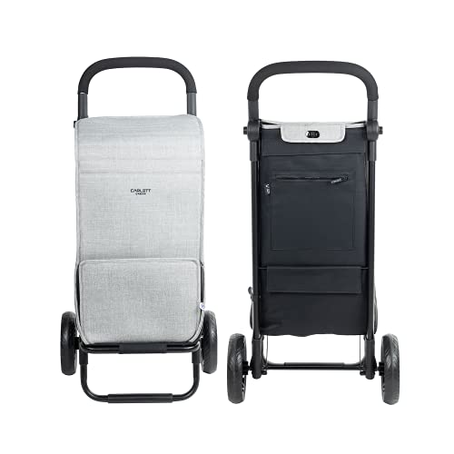 Carlett Carro de la Compra 2 Ruedas | Lett201 Urban Style | Carrito Plegable con Gran Capacidad 25kg, Bolsa Principal 38L, Térmica 3,4L y Bolsillo Posterior, Gris