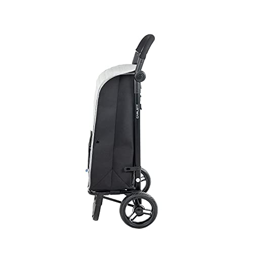 Carlett Carro de la Compra 2 Ruedas | Lett201 Urban Style | Carrito Plegable con Gran Capacidad 25kg, Bolsa Principal 38L, Térmica 3,4L y Bolsillo Posterior, Gris