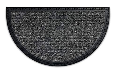 Carpido Felpudo – Alfombra semicircular – Felpudo para exterior – Felpudo para peldaños – Alfombra resistente – 40 x 70 cm – gris