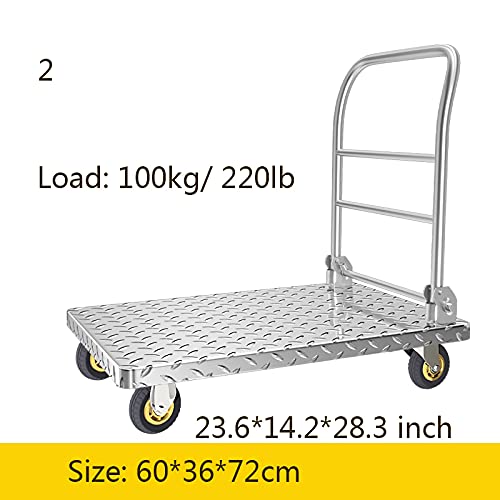 Carretillas Coche de plataforma plegable Chasis de acero y mango Mover Push Marty Truck para bases de almacén Sótanos Rolling Cart Transporte fácil Plegables (Size : 60 fire)