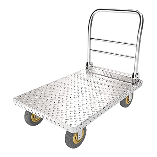 Carretillas Coche de plataforma plegable Chasis de acero y mango Mover Push Marty Truck para bases de almacén Sótanos Rolling Cart Transporte fácil Plegables (Size : 60 fire)