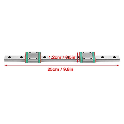 Carril guía lineal, 1 pieza 250 mm MGN12 Miniatura Carril guía lineal Carril 12 mm de ancho + 2 piezas Bloques deslizantes MGN12B