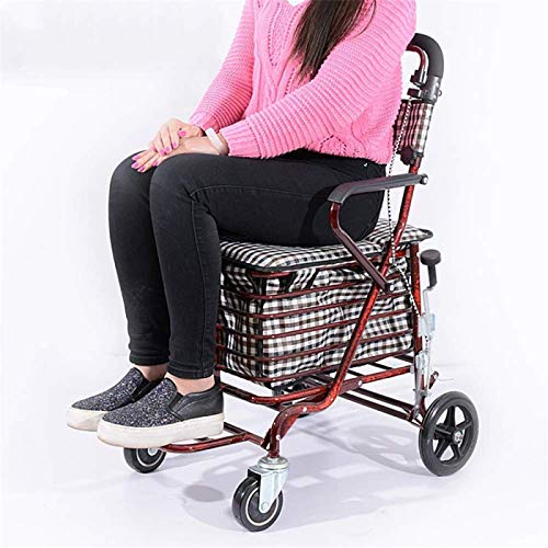 Carrito Compras portátil para Ancianos,Andador con Ruedas Plegable con Frenos,Ruedas giratorias y Bolsas Compras Impermeables Gran Capacidad