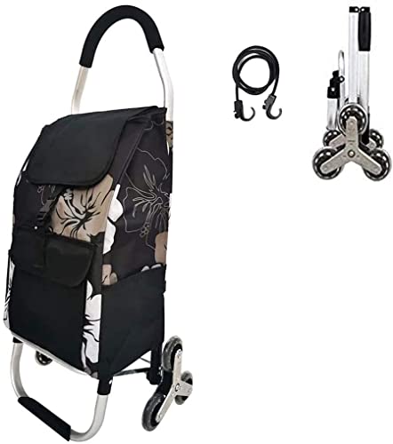 Carrito De Compras Portátil Carro De Escalada Ligero Con Ruedas Giratorias Y Bolsa De Lona Impermeable ExtraIble (Flor)