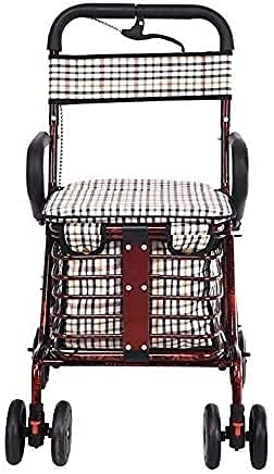 Carrito de la Compra Plegable, para Personas Mayores, con Asiento y Cesta Acolchados, Apto para Personas Mayores para Salir, Comprar y Descansar