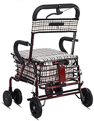 Carrito de la Compra Plegable, para Personas Mayores, con Asiento y Cesta Acolchados, Apto para Personas Mayores para Salir, Comprar y Descansar