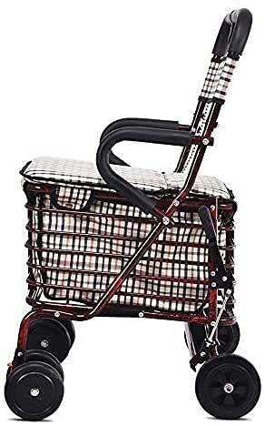 Carrito de la Compra Plegable, para Personas Mayores, con Asiento y Cesta Acolchados, Apto para Personas Mayores para Salir, Comprar y Descansar