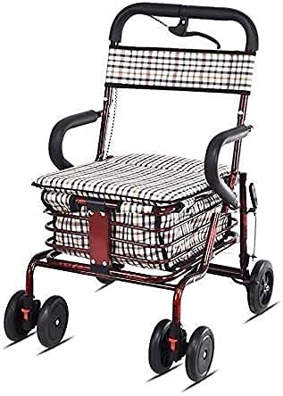 Carrito de la Compra Plegable, para Personas Mayores, con Asiento y Cesta Acolchados, Apto para Personas Mayores para Salir, Comprar y Descansar